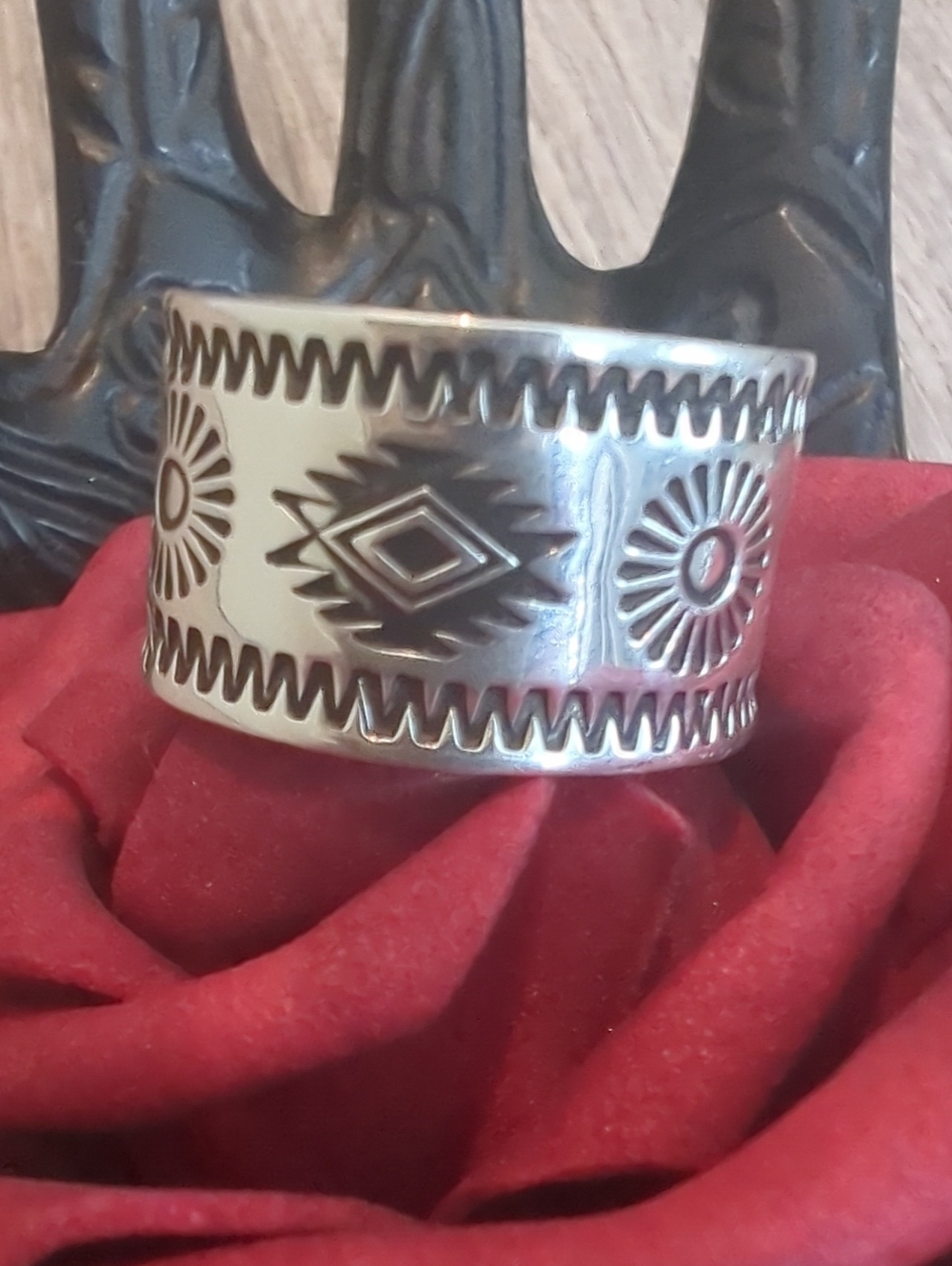 TAXCO Mexico Sterling Silver Southwest-Inspired Wide Band Ring